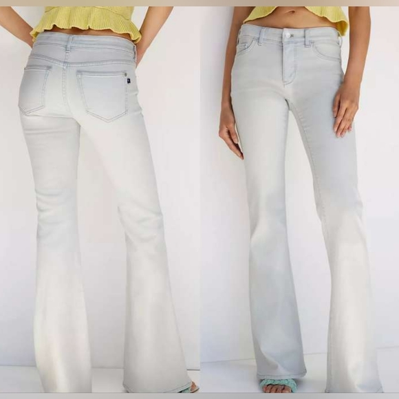 Anthropologie Pilcro 30 Oceanus Denim Low-Rise Flare Jeans Bell Bottom - Picture 1 of 8